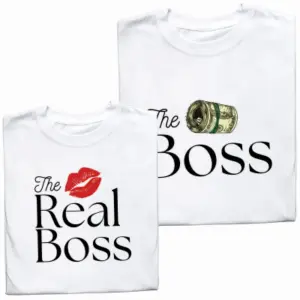 Koszulki dla Par – „The Boss & Real Boss” – Śmieszny Pomysł na Prezent