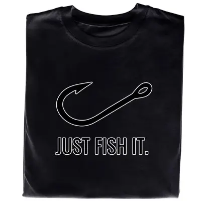 Koszulka z nadrukiem „Just Fish It” – śmieszny prezent dla wędkarza