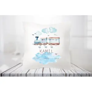 Poduszka metryczka z pociągiem