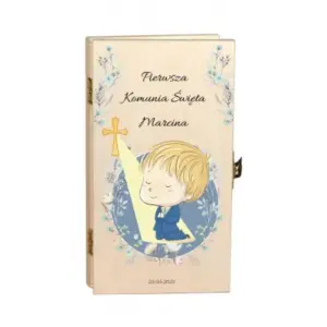 DREWNIANE PUDEŁKO NA PIENIĄDZE LUB CZEKOLADĘ