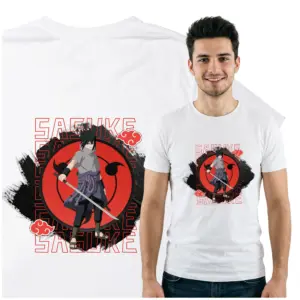 Koszulka z nadrukiem Sasuke Naruto – Anime T-shirt, prezent dla fana Naruto