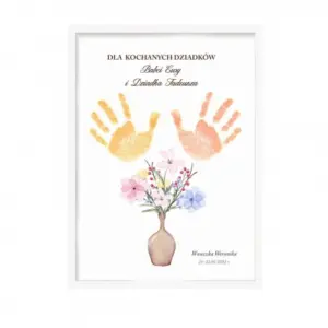 Plakat odcisk dłoni z miłości do Babci i Dziadka
