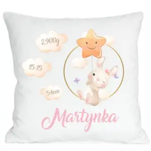 Poduszka z metryczką zajączkiem