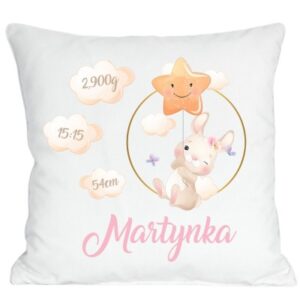 Poduszka z metryczką zajączkiem