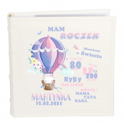 Album metryczka ze zdjęciem chrzest roczek dla dziewczynki