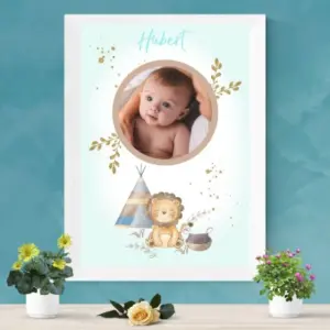 Plakat ze zdjęciem i imieniem dla dziewczynki