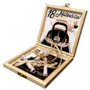 18 urodziny pudełko z życzeniami na pieniądze