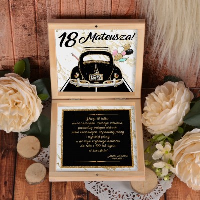 18 urodziny pudełko z życzeniami na pieniądze