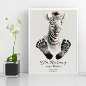 Plakat urodzinowy z odciskiem stópek dziecka