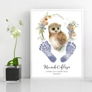 Plakat na roczek z odciskiem stópek dziecka