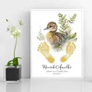 Plakat na roczek z odciskiem stópek dziecka