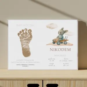 Plakat Metryczka z Odciskiem Stopy – Wyjątkowa Pamiątka z Narodzin