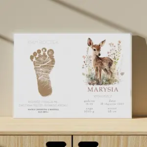 Plakat Metryczka z Odciskiem Stopy – Wyjątkowa Pamiątka z Narodzin