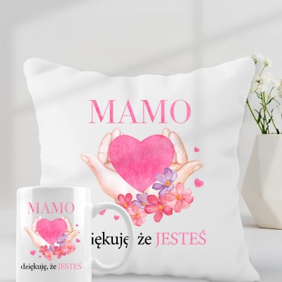 Zestaw Poduszka i Kubek Mamo, dziękuję, że jesteś