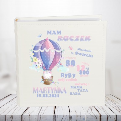 Album metryczka ze zdjęciem chrzest roczek dla dziewczynki
