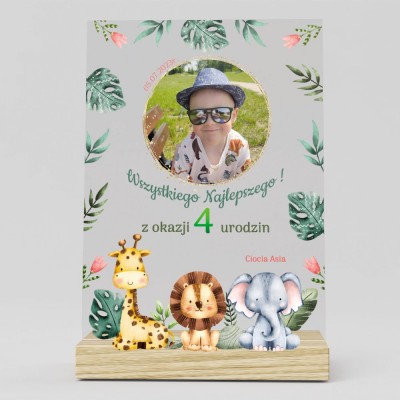 Statuetka ze zdjęciem dziecka i życzeniami