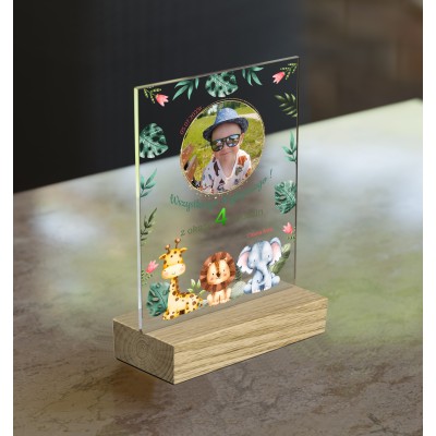 Statuetka ze zdjęciem dziecka i życzeniami