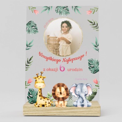 Statuetka ze zdjęciem dziecka i życzeniami