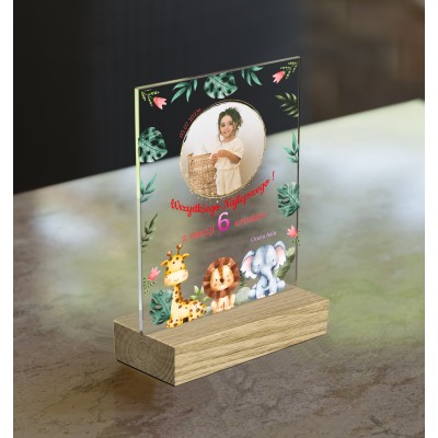 Statuetka ze zdjęciem dziecka i życzeniami