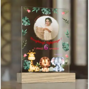 Statuetka ze zdjęciem dziecka i życzeniami
