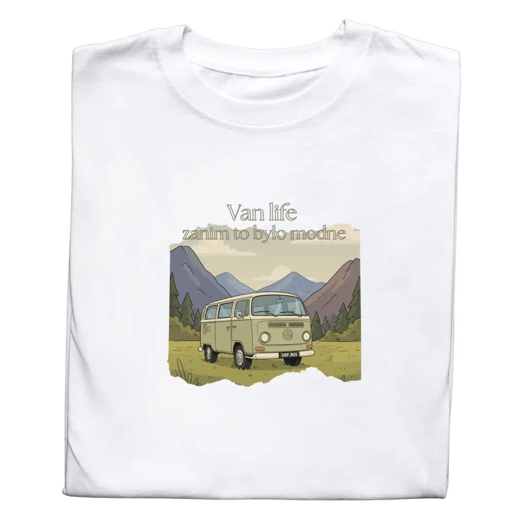 Koszulka VW T2 Ogórek – t-shirt Van Life, idealny prezent dla fana motoryzacji