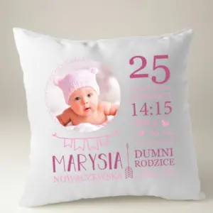 Poduszka metryczka ze zdjęciem