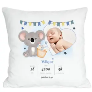 Poduszka ze zdjęciem i metryczką