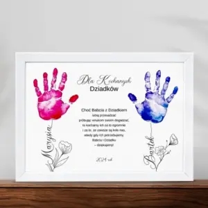 Plakat odcisk dłoni z miłości do Babci i Dziadka