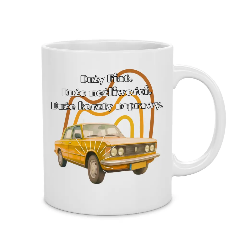 Kubek z Grafiką Duży Fiat PRL – retro prezent dla fana motoryzacji