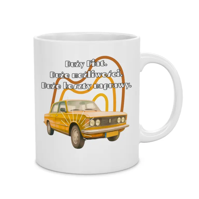 Kubek z Grafiką Duży Fiat PRL – retro prezent dla fana motoryzacji
