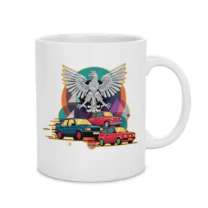 Kubek z Grafiką Patriotyczne Auta – prezent dla fana motoryzacji