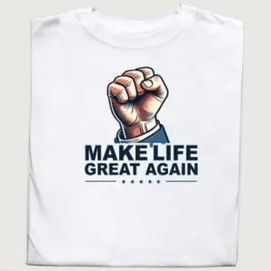 Koszulka z motywem zaciśniętej pięści MAKE LIFE GREAT AGAIN