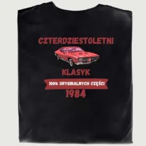 Koszulka z nadrukiem 'Czterdziestoletni Klasyk'