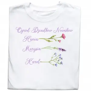 Koszulka z nadrukiem"Ogród Dziadków" z imionami wnuków