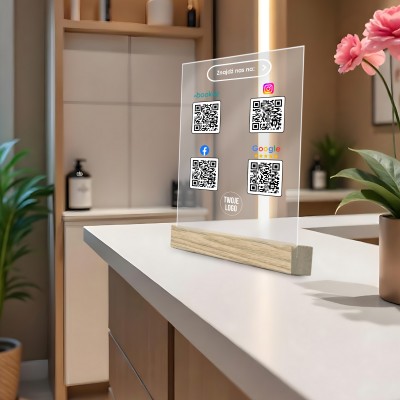 Tabliczka Akrylowa z Kodem QR – Booksy, Instagram, Facebook, Google