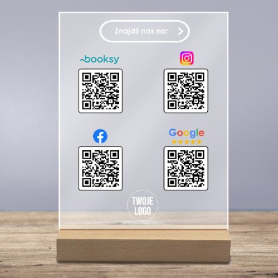Tabliczka Akrylowa z Kodem QR – Booksy, Instagram, Facebook, Google
