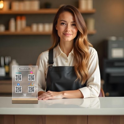 Tabliczka Akrylowa z Kodem QR – Booksy, Instagram, Facebook, Google