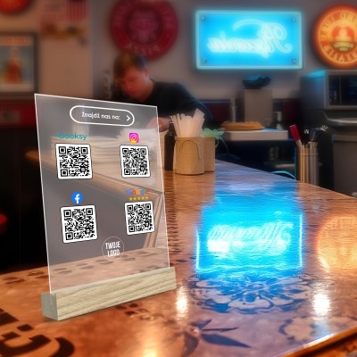 Tabliczka Akrylowa z Kodem QR – Booksy, Instagram, Facebook, Google