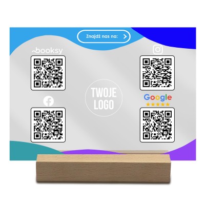 Tabliczka z Kodem QR – Booksy, Instagram, Facebook, Google