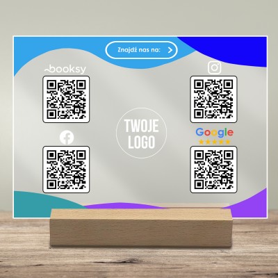 Tabliczka z Kodem QR – Booksy, Instagram, Facebook, Google