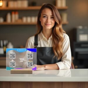 Tabliczka z Kodem QR – Booksy, Instagram, Facebook, Google