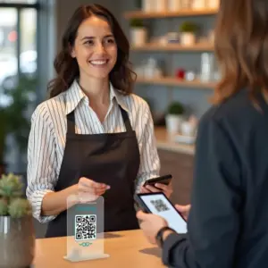 Stojak z Kodem QR do Booksy – skan i gotowe