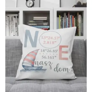 PODUSZKA ZE WSPÓŁRZĘDNYMI TWOJEGO DOMU LUB MIASTA