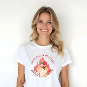 Koszulka z nadrukiem Bozia rączek nie dała - śmieszna koszulka