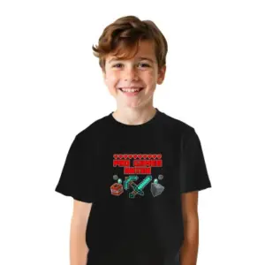Koszulka z nadrukiem – dla fanów Minecraft z napisem "PRO GAMER"