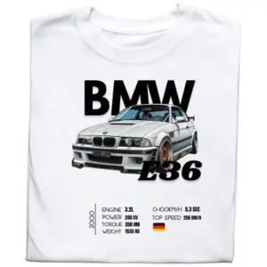 Koszulka z nadrukiem BMW E36 – Klasyk Stylu i Mocy