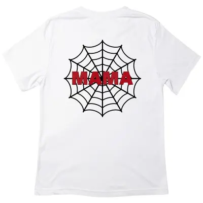 Koszulka z grafiką pajęczyny i napisem „MAMA” – Superbohaterka w akcji!