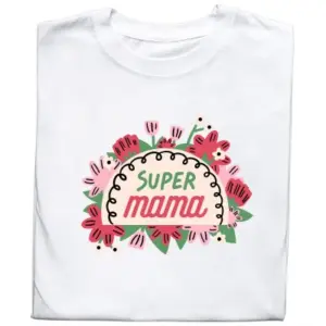Koszulka z grafiką kwiatów i napisem „Super Mama”