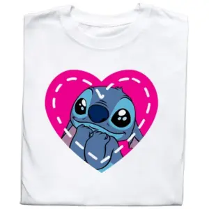 Koszulka z grafiką Stitcha w sercu – idealna dla fanów bajek