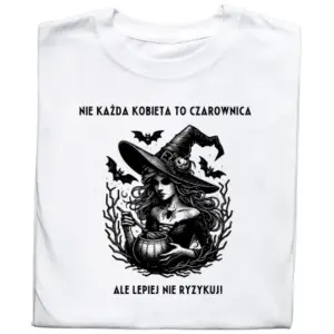 Koszulka z nadrukiem dla czarownicy z dystansem